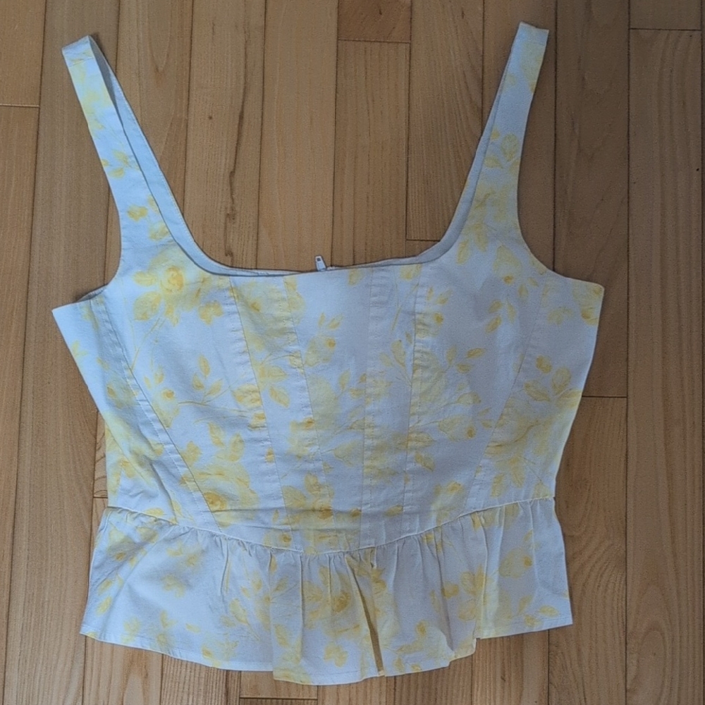 Anthropologie Yellow Floral Tank Top